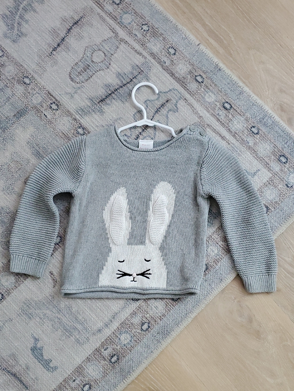 Hanna Andersson Gray Toddler Bunny Rabbit Sweater Organic Cotton Sz2T